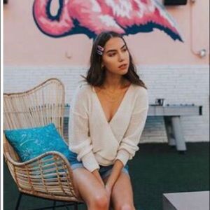 Plunging surplice sweater